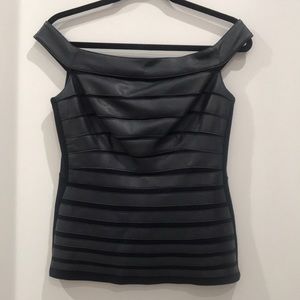 Bailey44 off the shoulder leather top